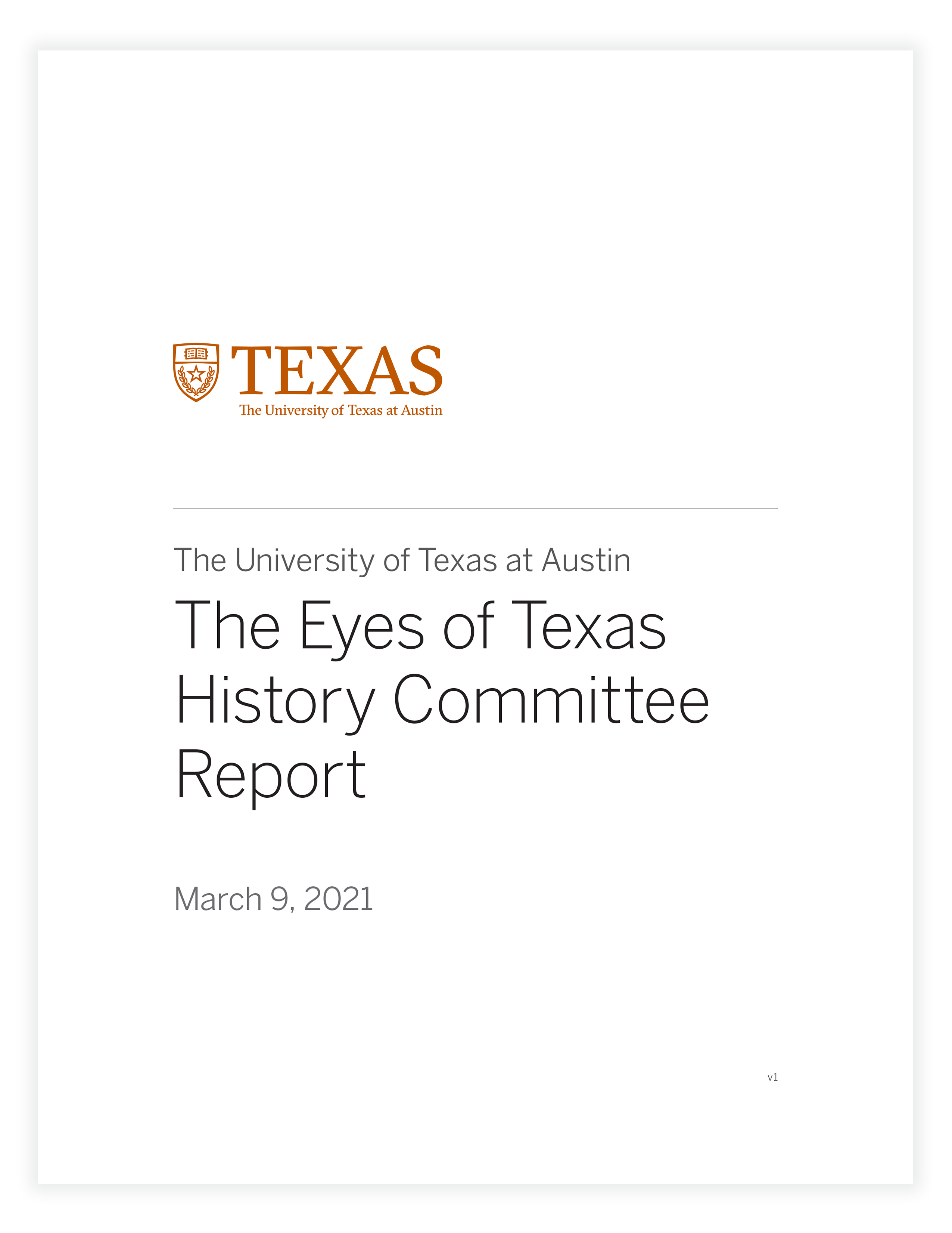 The Eyes of Texas Historical Committee Report
