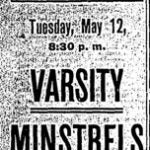 Advertisement in the May 11, 1903 Austin Statesman for the Varsity Minstrel show on May 12.